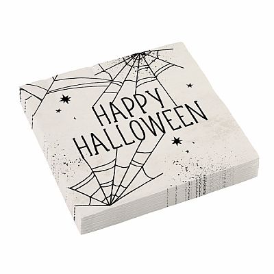 Papírové party ubrousky Happy Halloween - pavučiny 33x33cm, 16 ks