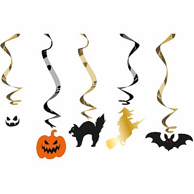 Závěsné spirály lesklé - Halloween - 5 ks