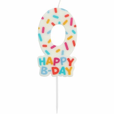 Dortová svíčka číslo 0 - Happy B-day 7 cm