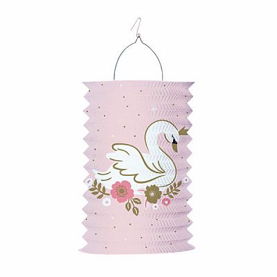 Závěsný lampion válec květinová Labuť - 28 cm