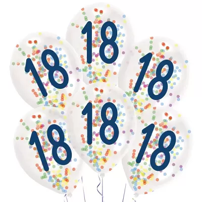 Latexové balonky - Konfety - číslo 18 - 6 ks
