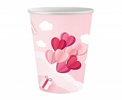 Papírové kelímky Love is in the air - růžové