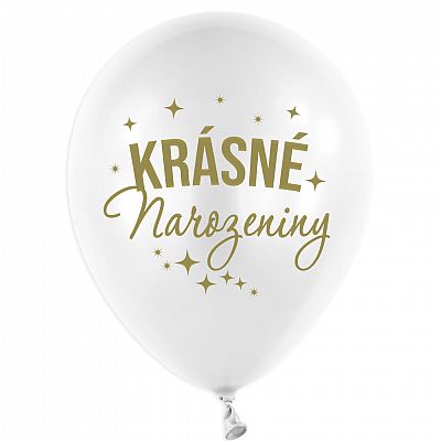 Latexové balonky bílé - Krásné narozeniny 5 ks