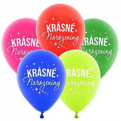 Latexové balonky mix barev - Krásné narozeniny 5 ks