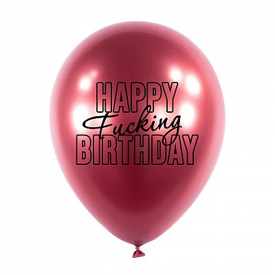 Latexové balonky - Happy Fuc..ng Birthday 5 ks - granátové jablko