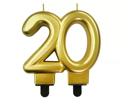 Svíčka narozeninová číslice 20 metalická zlatá