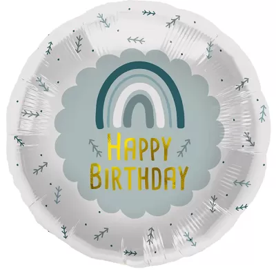 Foliový balonek modrá duha - Happy Birthday 45 cm