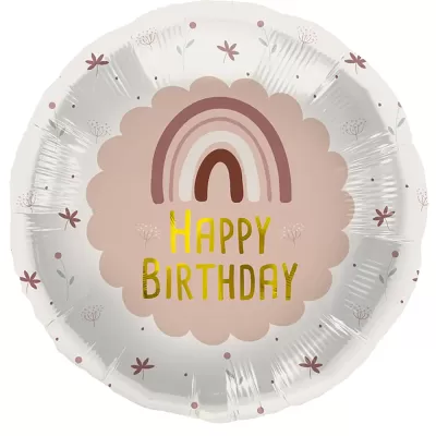 Foliový balonek růžová duha - Happy Birthday 45 cm