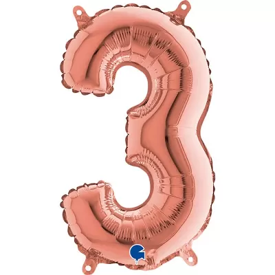 Foliová číslice 3 rosegold - 35 cm
