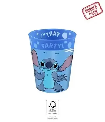 Plastové kelímky Stitch znovupoužitelné 250ml - 4 ks