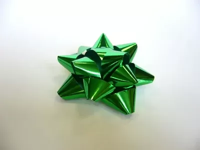 Mašle na dárek - rozeta metalická zelená