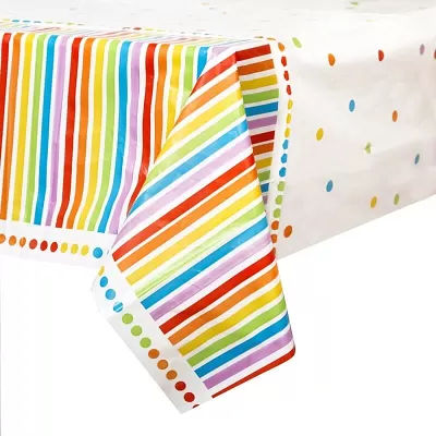Papírový party ubrus puntíky a proužky 137 x 214 cm