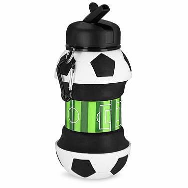 Spokey CORT Skladacia silikónová fľaša, 520 ml, futbalová lopta