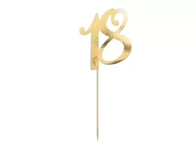 Dortová ozdoba "18" zlatá, 20.5cm