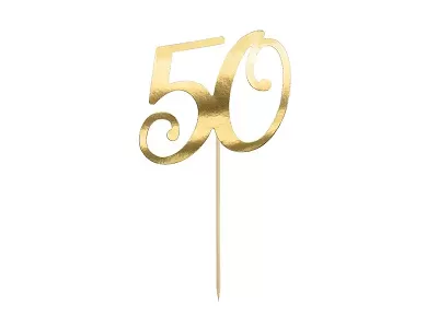 Dortová ozdoba "50" zlatá, 20.5cm