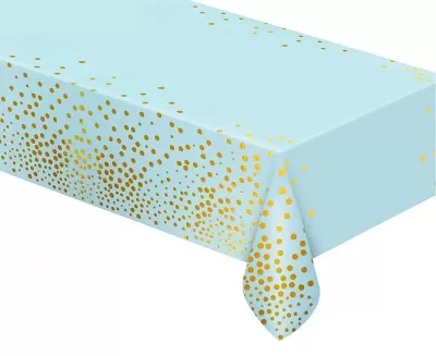 Plastový ubrus světle modrý konfety 137 x 214 cm 