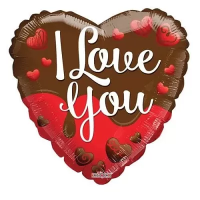 Fóliový balónik srdca - čokoládové - I love you 45 cm