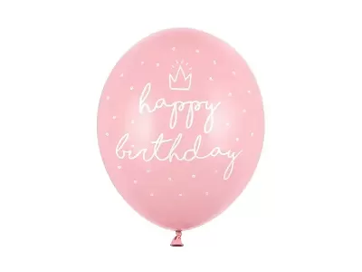 Latexové balóniky Happy Birthday svetlo ružové 30 cm - 6 ks