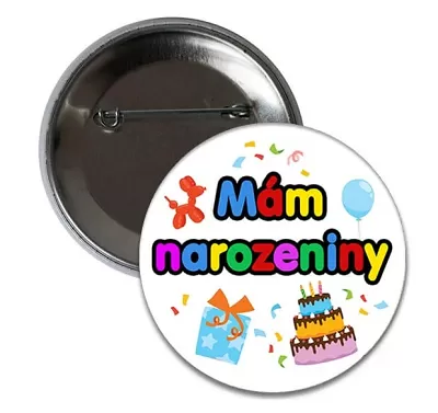 Narozeniná brož "Mám narozeniny" barevná