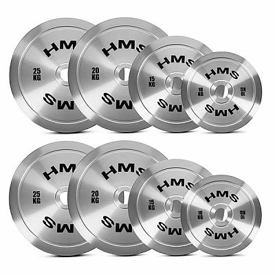 Súprava oceľových olympijských kotúčov HMS TOS 2 x 10 - 25 kg (140 kg)