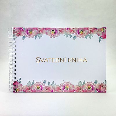 Svatební kniha hostů - růžové květiny