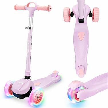 Spokey HOPI Skladacia detská trojkolka so svietiacimi kolieskami, ružová