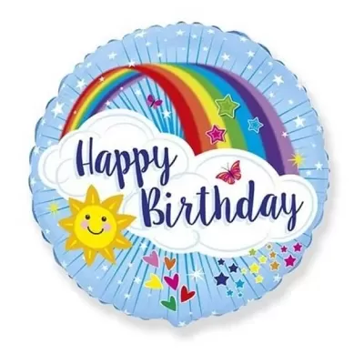 Fóliový balónik Happy Birthday Dúha 45 cm - Nebalený
