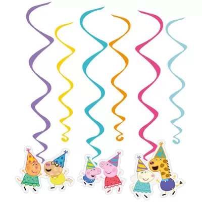 Závěsné spirály Prasátko Peppa Party 6ks