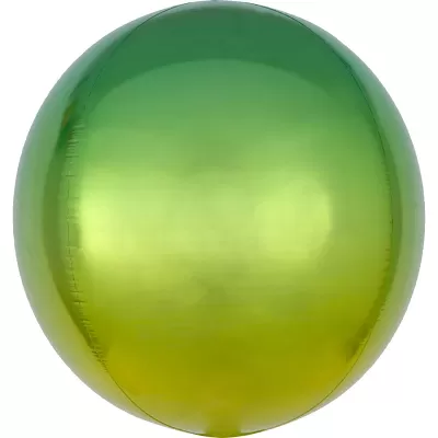 Fóliový balónik gule Ombre Orbz žltá a zelená 40 cm