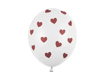 Latexový balónik biely so srdiečkami 30 cm