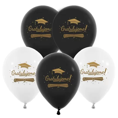Latexové balonky Gratulujeme k ukončení studia 30 cm 5 ks