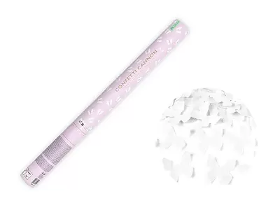 Vystreľovacie konfety bieli motýle 60 cm