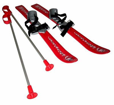 Lyže klzky s palicami a viazaním Plastkon 90 cm