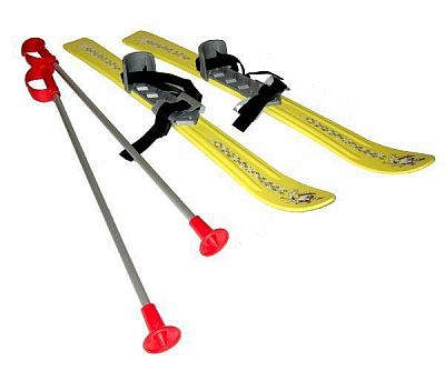 Lyže klzky s palicami a viazaním Plastkon 90 cm