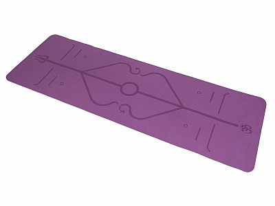 ACRA YOGA MAT fialová, s pozičnými líniami