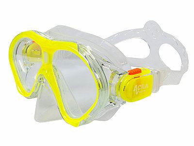 Šnorchlovací set 3 v 1, DETSKÝ, ŽLTÝ, obsahuje masku, plutvy a šnorchel