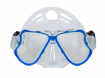 Šnorchlovací set 3 v 1, MODRÝ/TRANSPARENTNÝ, S/M, plutvy 36-41, maska, šnorchel