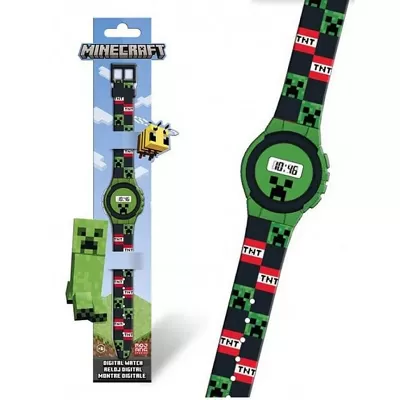 LED hodinky Minecraft kulaté