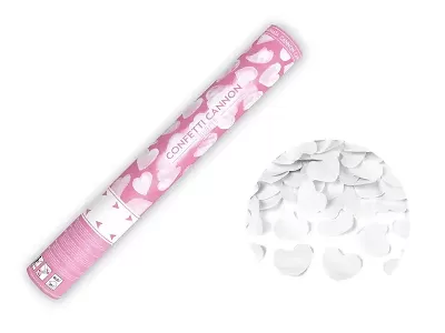 Vystreľovacie konfety - biele srdce - 40 cm