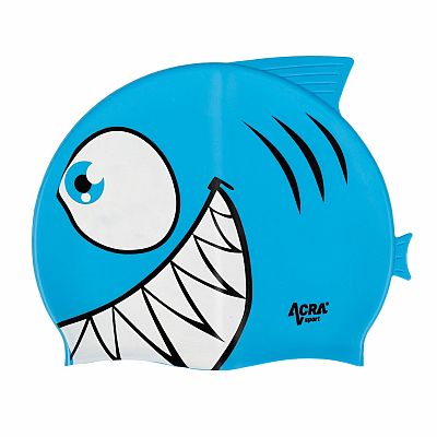 Detská plavecká kúpacia čiapka, PIRANHA, modrá