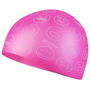 Spokey EMOJI Juniorská silikónová plavecká čiapka, ružová