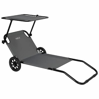 Plážové lehátko s tienidlom NILS Camp NC3307 sivé