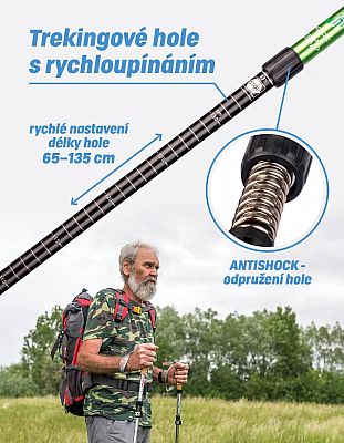 Trekingové palice ACRA 1 pár s príslušenstvom zelené