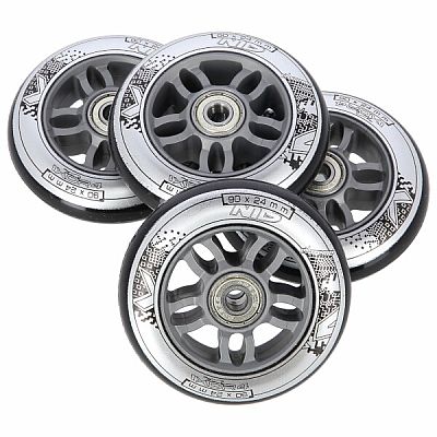 Sada čiernych PU koliesok 84x24 + ložiská ABEC9 NILS Extreme