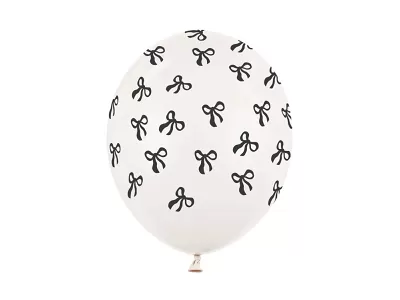 Latexové balonky krémové s černou mašličkou 30cm - 6ks