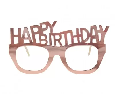 Papierové okuliare rose gold Happy Birthday 4 ks
