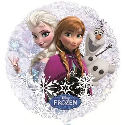 Fóliový holografický balónik Frozen - Anna a Elsa s Olafom 45 cm - Nebalený