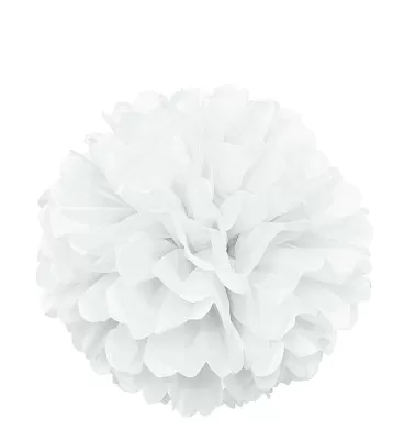 Dekoračný závesný pom pom biely, 40cm