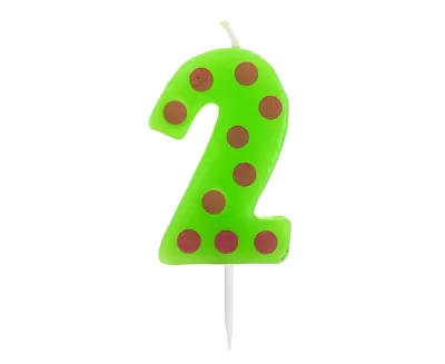 Sviečka tortová bodky "2" 6cm