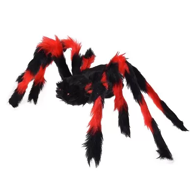 Halloweenska dekorácia - pavúk veľký čierno-červený - 75 cm